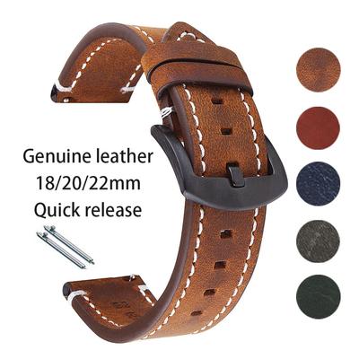 Retro Genuine Leather Watch Strap for Rolex Watch Men Women Wrist Straps for Seiko Smartwatches 18/20/22/24mm Watch Accessories