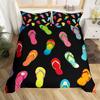 Sumer Hawai Beach Soft Duvet Cover Ful Ocean Beding Set for Young Boys Young Girls, Lovely Flip Flops Slipers Conch Starfish Warm Comforter Cover