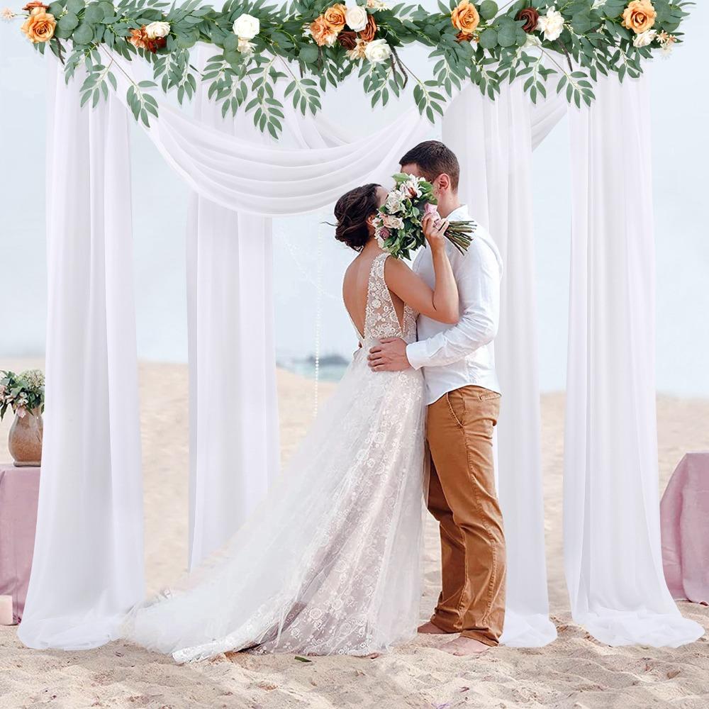 2 Panels Stretch Yarn Wedding Arch Drapes 29.53 X 236.22 In Ceremony Hanging Cloth  Birthday Party