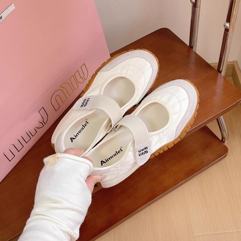 Mary Jane shoes women's spring and summer new hollow breathable canvas shoes Velcro platform casual shoes