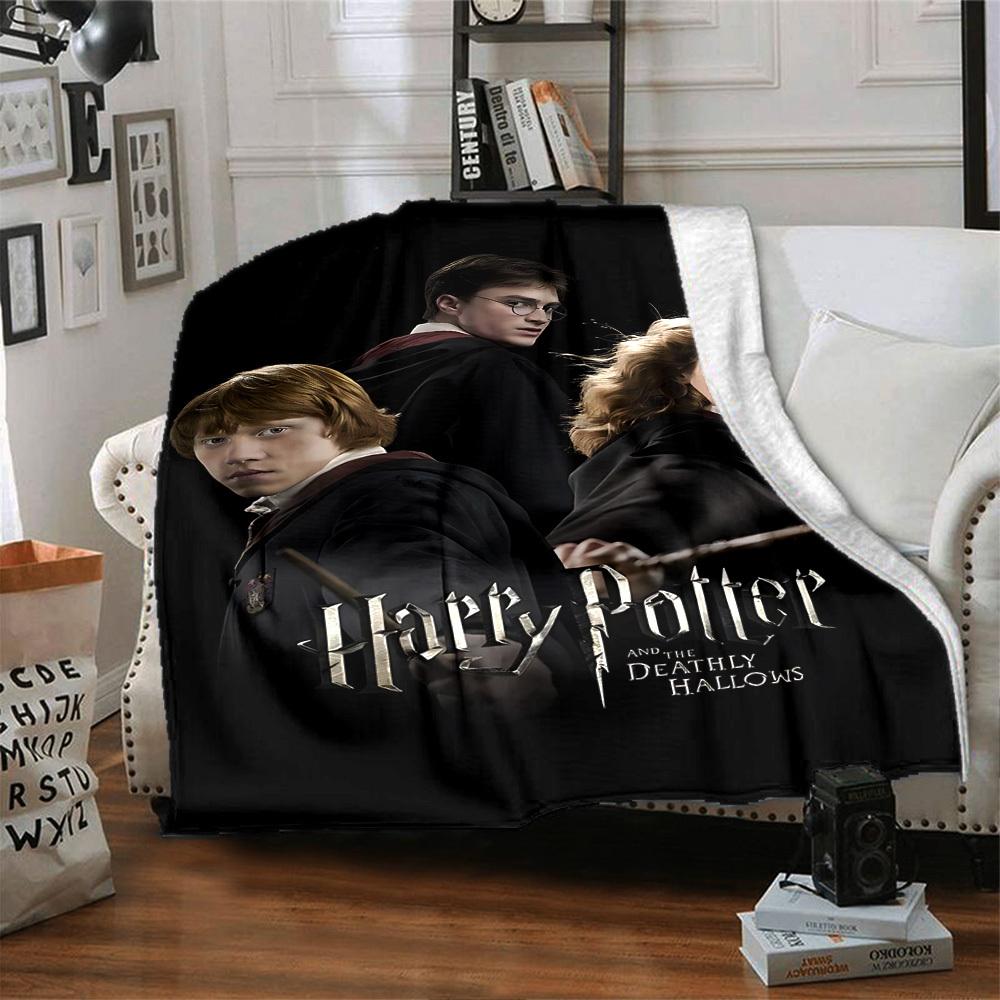 1pc Harry Potter Deathly Hallows Flannel Blanket Soft Warm Throw for Home, Office, Travel, All-Season Cozy Bedding GiftL1250