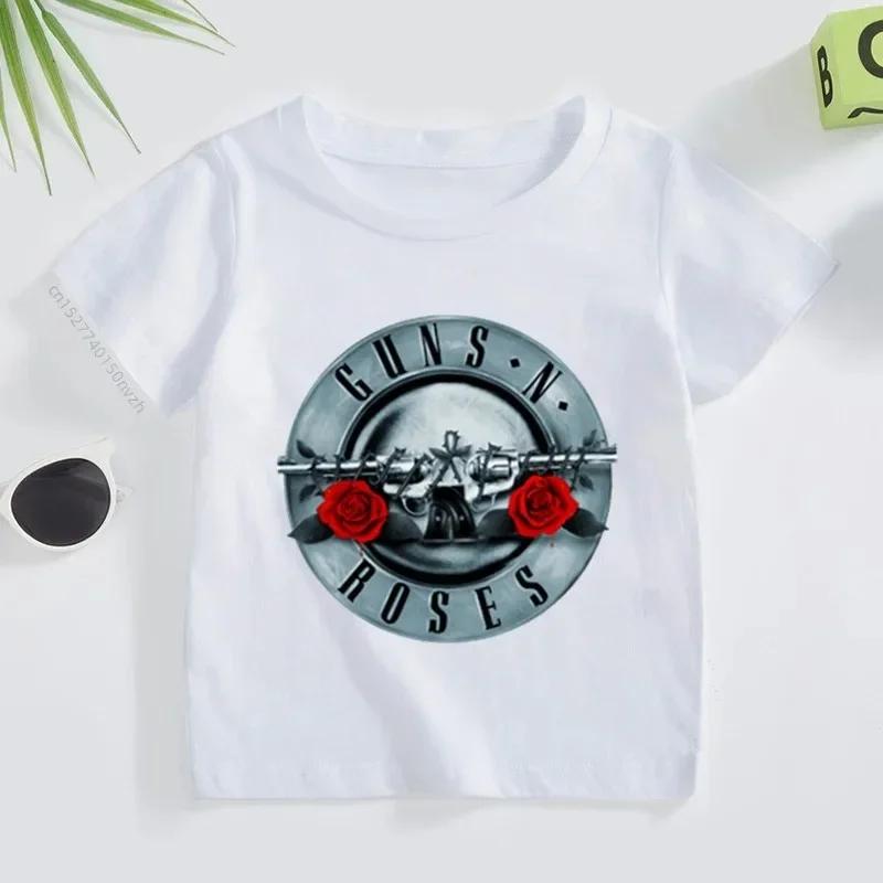 

3T~14T Rock Band Gun N Roses Children s T Shirt Boys and Girls Music Short Sleeve Tops Kids Casual Cotton Clothes 4XL