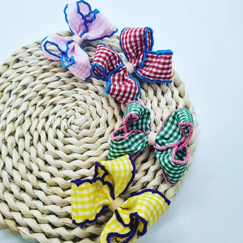 Woven Tape Hair Clips Small Squares Bow Materials Adorn DIY Color Collision Handmade Hooked Edges Headbands Decoration