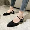 Fashion 2024 New Summer Sandalias De Mujer Casual Pointed Toe Thick High Heel Two-wear Mules Slippers Solid Color Half Slides Shoes