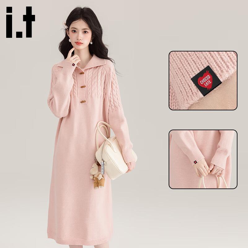 

:CHOCOOLATEit Women s Collared Cable Knit Pullover Sweater Dress L