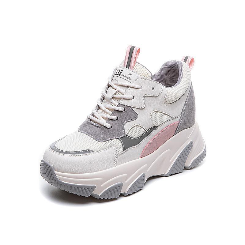 Inner heightening dad shoes CM spring new breathable thick-soled mesh small sports and leisure shoes tide