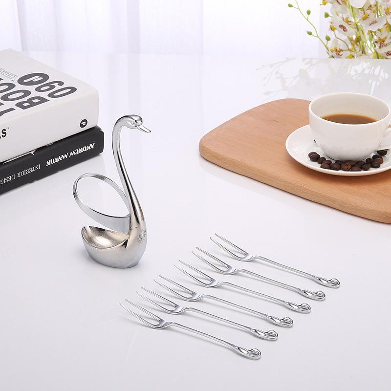 Zinc Alloy Swan Tableware Seat Spoon Fork Set Restaurant Hotel Ornament Tableware Storage Rack Cross-border Labeling