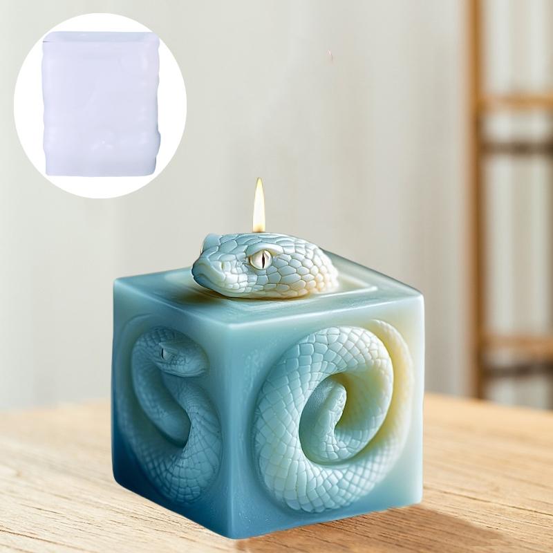 Rollschwanz-Schlangenwürfel-Kerze Silikonform Schlangenkopf quadratische Kerzenform Tierkreis Schlange Harzform Gipsformen Handwerkzeug