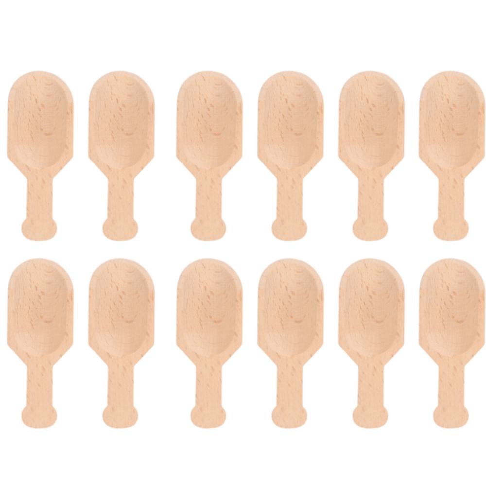 12pcs Multipurpose Mini Wooden Scoop Polished Surface Small Salt Scoop For Kitchen