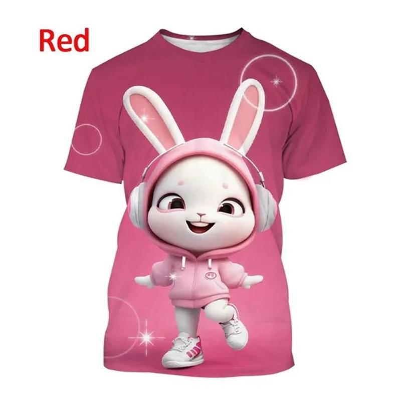 Letní horký výprodej Králík 3D tisk Tričko Zvíře Kulatý výstřih Krátký rukáv Módní Unisex Ležérní Roztomilé topy Chlapecké Dívčí Trička