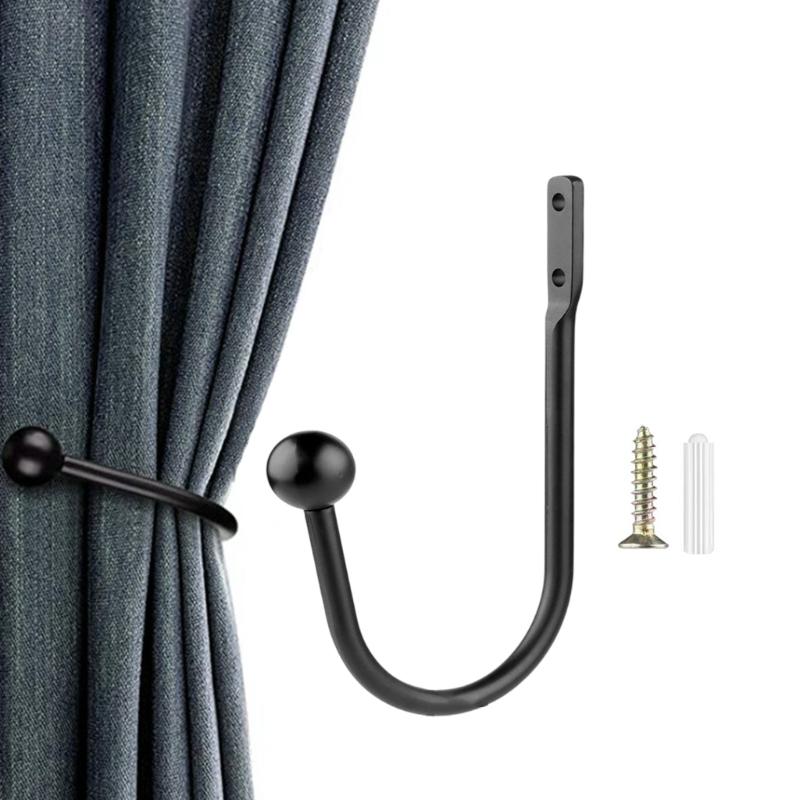 2/4Pieces Black Aluminum Alloy Curtain Holdbacks Designs for Stylish Window Treatments In Living Room and Bedroom