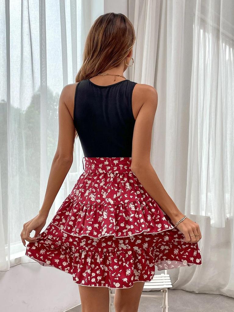 Summer New Women Sleeveless Printed Backless Dress Ready