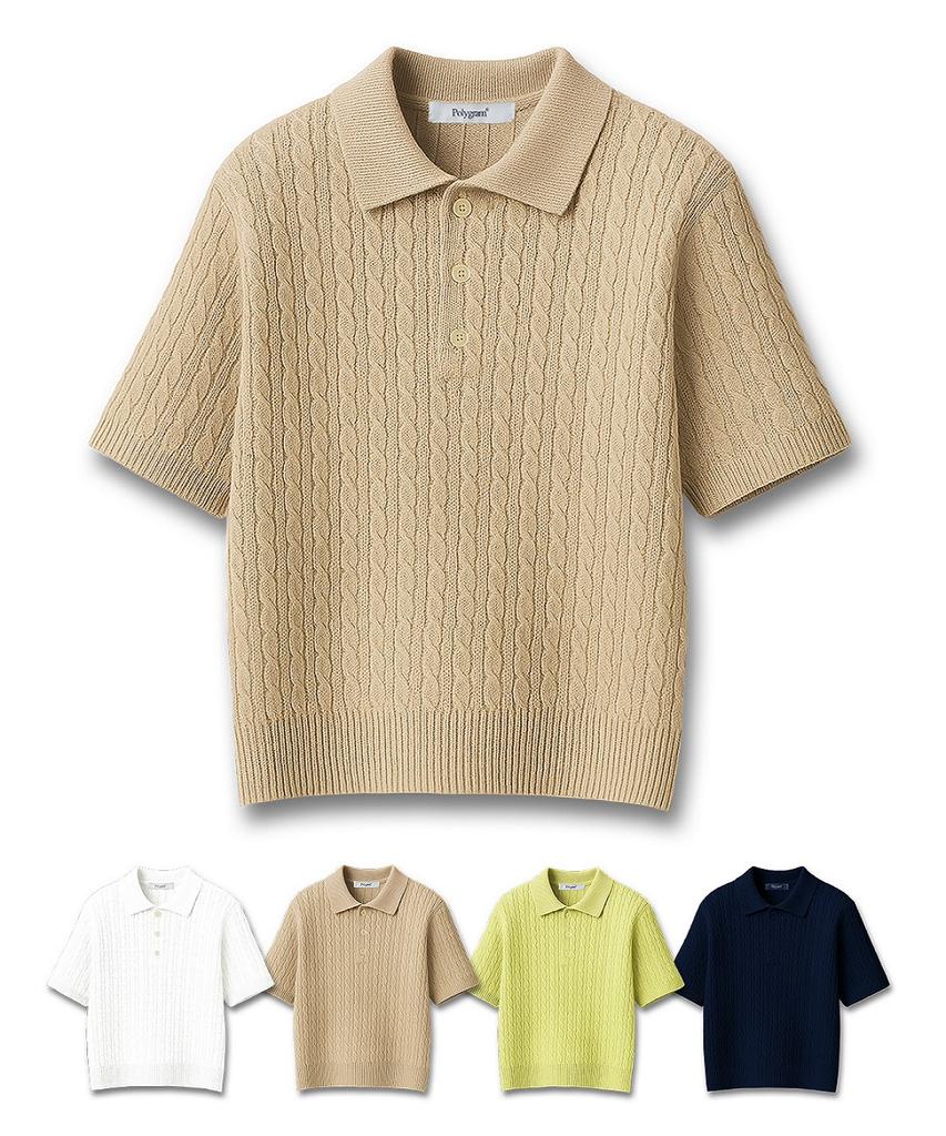 POLYGRAM Washable Cotton Cable Collar Half Knit - 4 Colors