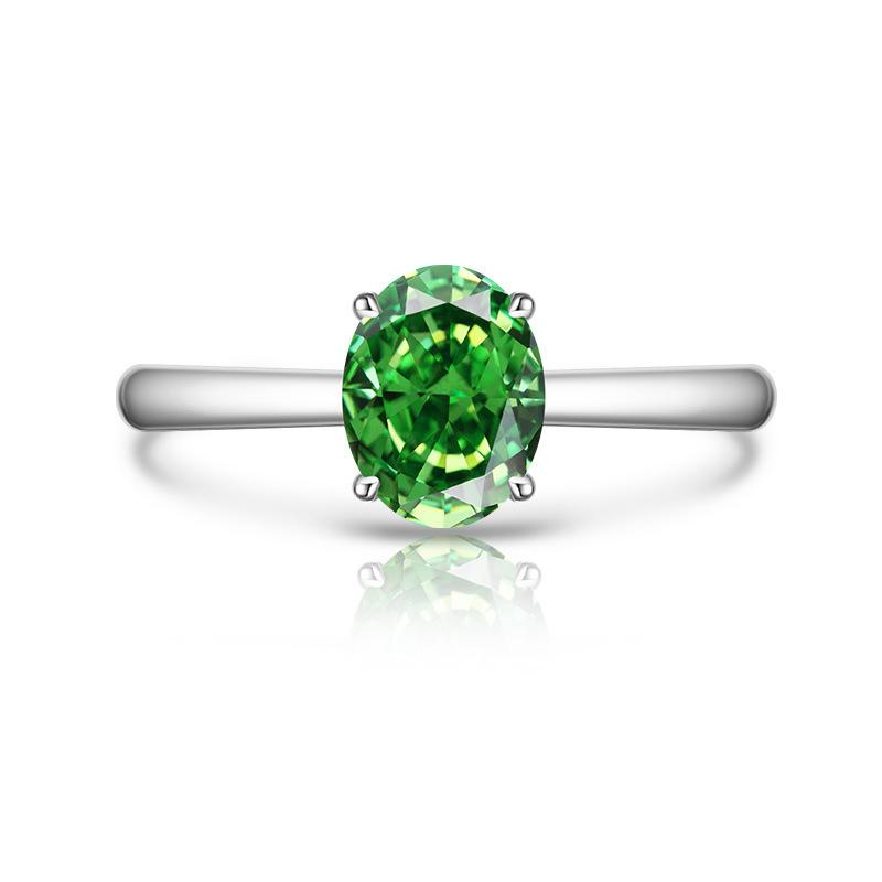 2026 European and American Colored Treasure Ice Flower Cut Pigeon Egg Ring Women's Fashion Simple Flash High Carbon Diamond Ring