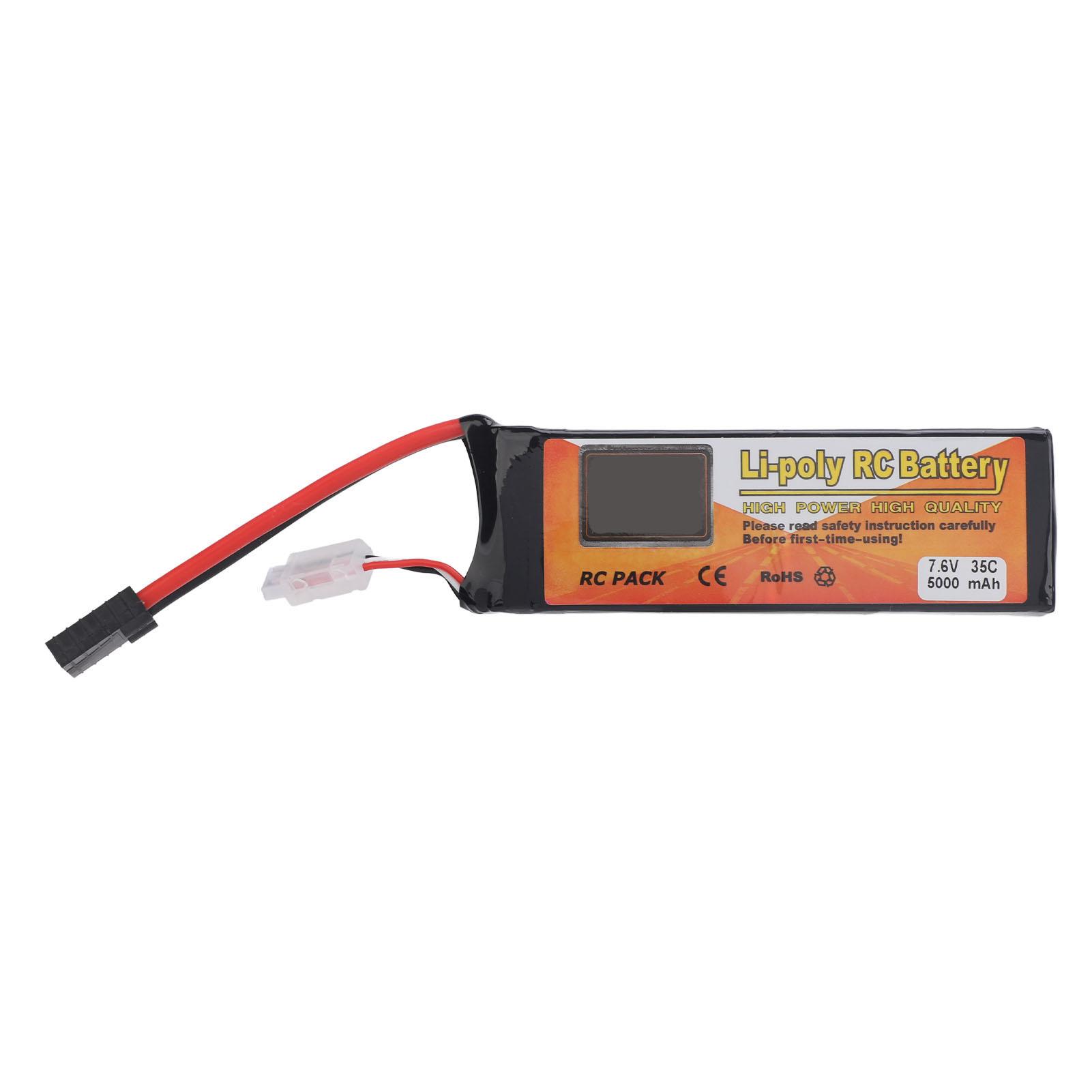

RC Car Lithium Battery with TRX Plug 5000mAh 7.6V Overcharge Short Circuit Prevention RC Boat