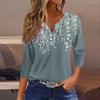Women's Fashion Casual Seven Split Sleeve Burst Vintage Floral Print Pullover Top