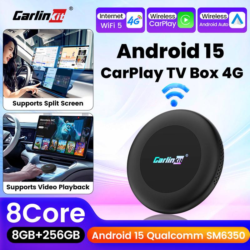 CarlinKit 8G+128GB Android 15 Ultra2 CarPlay Ai Box Wireless Android Auto CarPlay Online Video SM6350 8-Core GPS 4G LTE For Cars