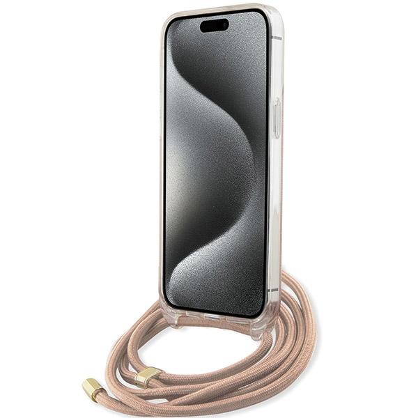 Guess Guhcp15Lhc4Sep Iphone 15 Pro 6.1Rosa/Pink Custodia Rigida Cordoncino a Tracolla Stampa 4G