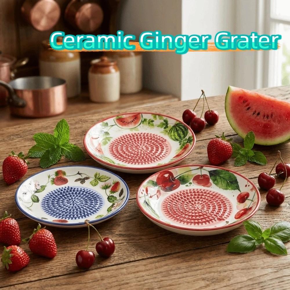 Round Plate Manual Garlic Masher Non-Slip Vegetable Grating Plate Ceramic Ginger Grater Kitchen