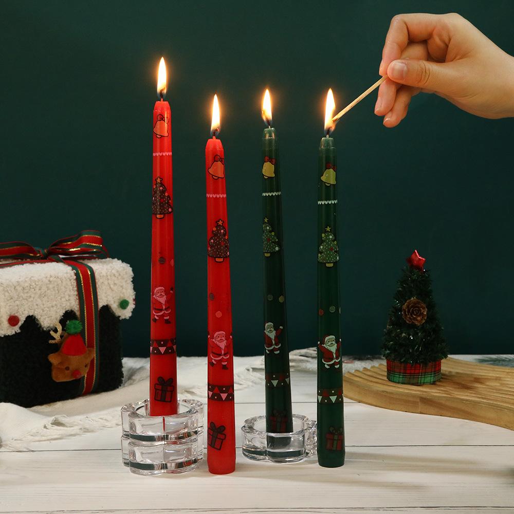 Christmas Colorful Cone Rod Printed Long Rod Candle Home Romantic Cone Rod Wax Festival