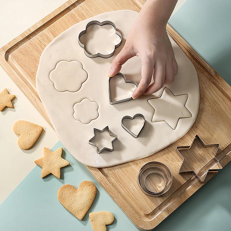 Baking Mould Baking Mould Egg Mould Stainless Steel Cookie Cutter Biscuit Diy Mold Star Heart Flower Cutter 3Pcs/Set