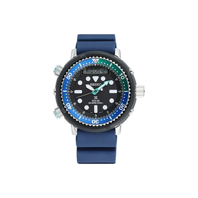 SEIKO PROSPEX Solar Movement Silicone Strap Watch Men s Watches Black Dial SNJ039P1 Blue Strap