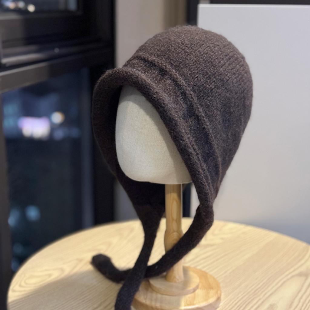 Large Head Circumference Hat Women's Autumn and Winter Windproof Woolen Hat Strap Ear Protection Hat New Warm and Cold Proof Knitted Hat