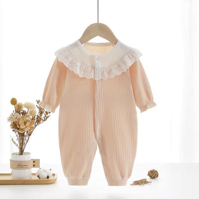 Nyfödd Babyflicka Romper - Ren Bomull, Benlös Design, Söt Prinsessstil för Höst & Vår