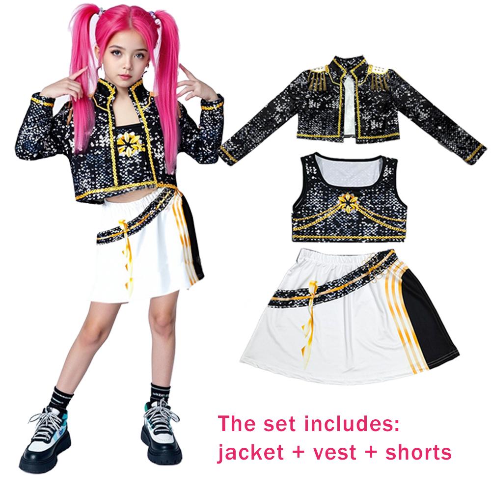 Girls Halloween Costume Mira Cosplay Kpop Warrior Costume Wigs Christmas Clothes Idol Group Star Singing And Dancing Artist Suit