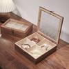 Jewelry Storage Box Multi-Grid with Dustproof Glass Cover And Metal Lock Jewelry Organizer for Rings Earrings Bracelets Necklaces