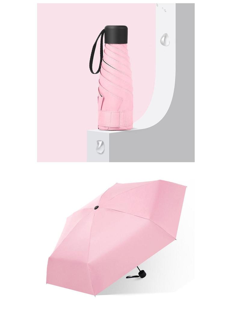 Compact Five-Fold Sunshade: Ultra-Light Mini Parasol with Black Glue Sun Protection