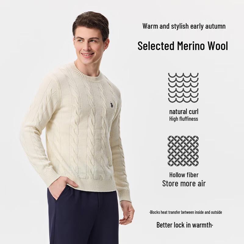 U.S. Polo Assn. Men's Pure Wool Crew Neck Sweater