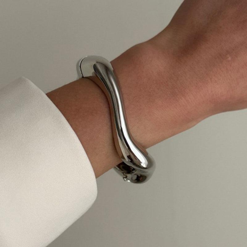 Gold Color Chunky Metal Snake Geometric Wide Cuff Bangles for Women Open Irregular Bracelets Bangle Men Goth Punk Jewelry