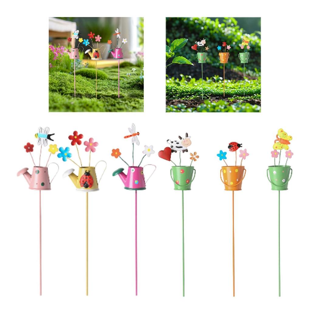 Pack of 3 Garden Stakes, Metal Flowers, Plant Stakes, Iron, Weatherproof