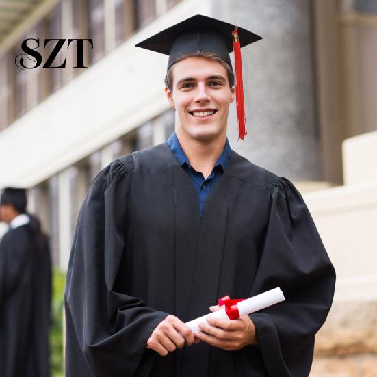 Unisex Graduation Cap with Tassel Bachelors Hat Adjustable Size Elastic Flexible Band Dress Accessory Master Degree Ceremony