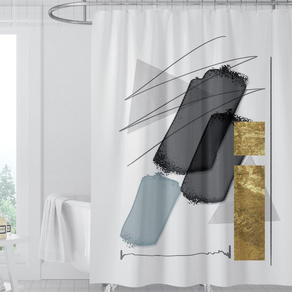 JINRUN Badezimmer verdickter wasserdichter Vorhang, schimmelfester Duschvorhang, Duschtrennwand-Vorhang, Duschvorhang, Badezimmer-Vorhang, kostenlose Perforation