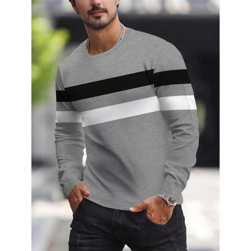 Men's Casual Sports Long Sleeve T-Shirt Breathable Fitted Long Sleeve, Machine Washable