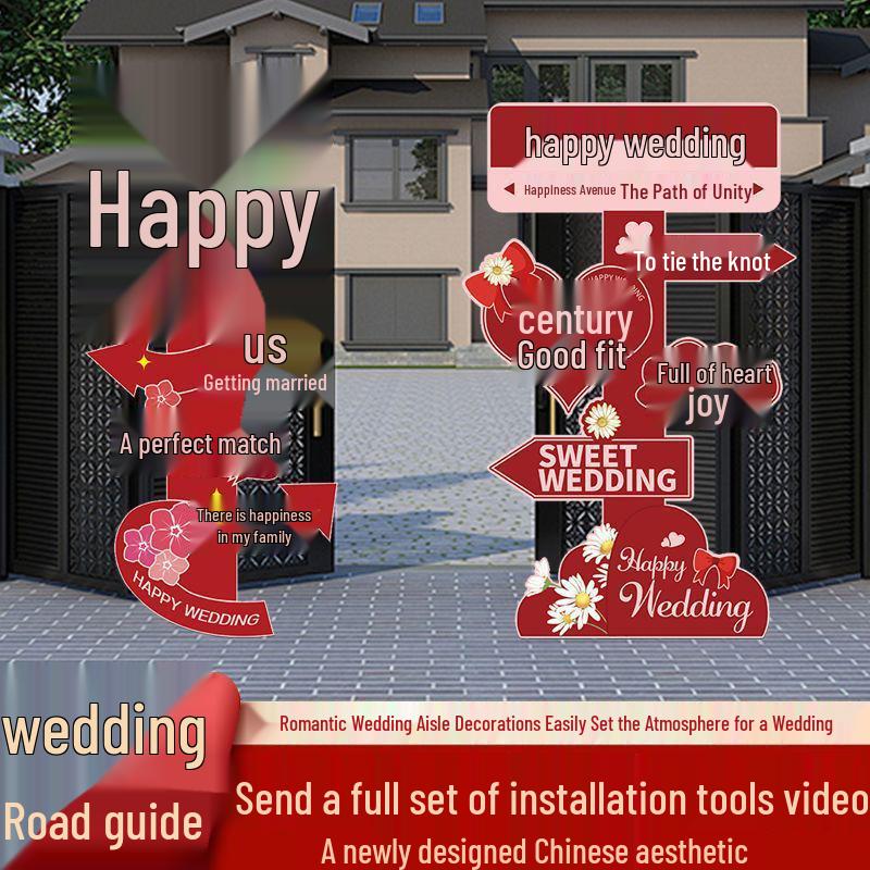 Creative Wedding Aisle Runner & Welcome Sign: Outdoor Courtyard & Garden Decoration Props