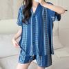 New Artificial Cotton and Silk Short-sleeved Shorts Summer Pajamas Women's Sweet Cardigan Casual Loungewear