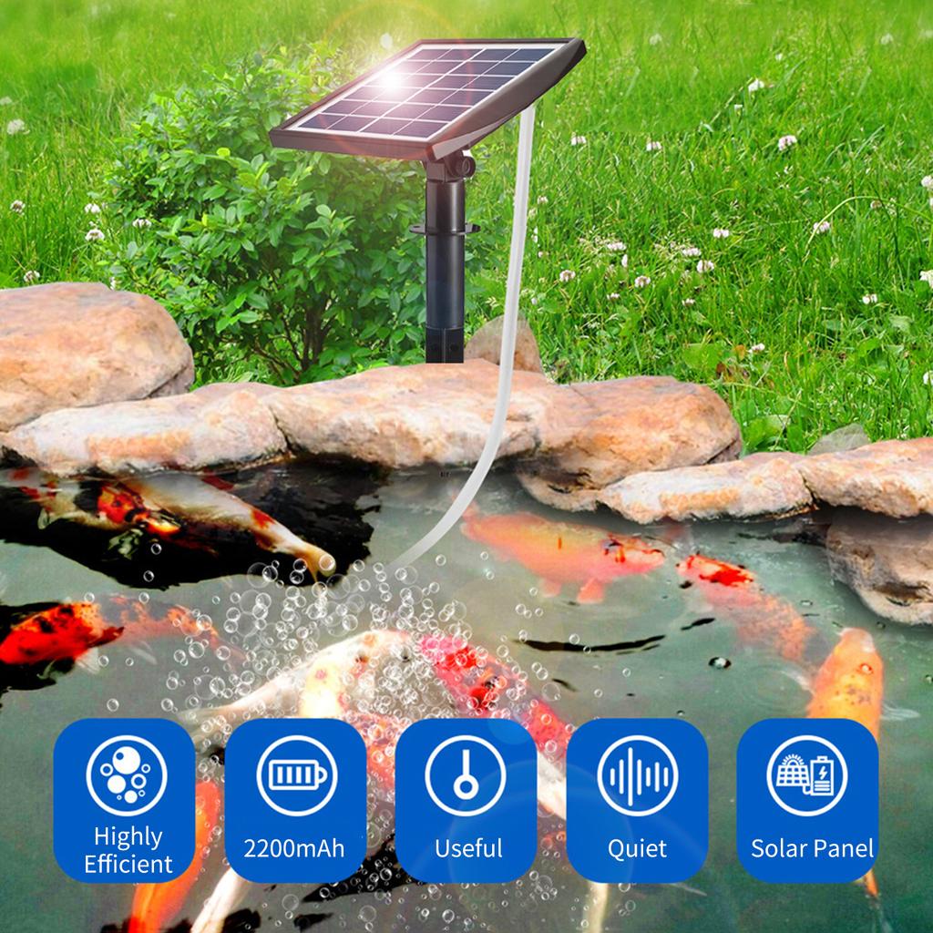 6V 2W Plug-in Solar-Sauerstoffpumpe mit 8,2ft Rohr 2 Luftblasensteine ​​Aquarium Oxygenator Aquarium