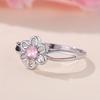 Cute and Charming Pink Zircon Hollow Flower Women's Fashion Silver Ring Party Birthday Gift Engagement Wedding Ring
