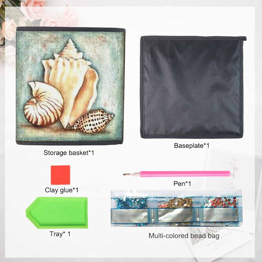 Conches and Shells 5D Diamond Painting Storage Basket Full Round Drill Mosaic Diamond Embroidery Cross Stitch Kits Home Decor Home Decor