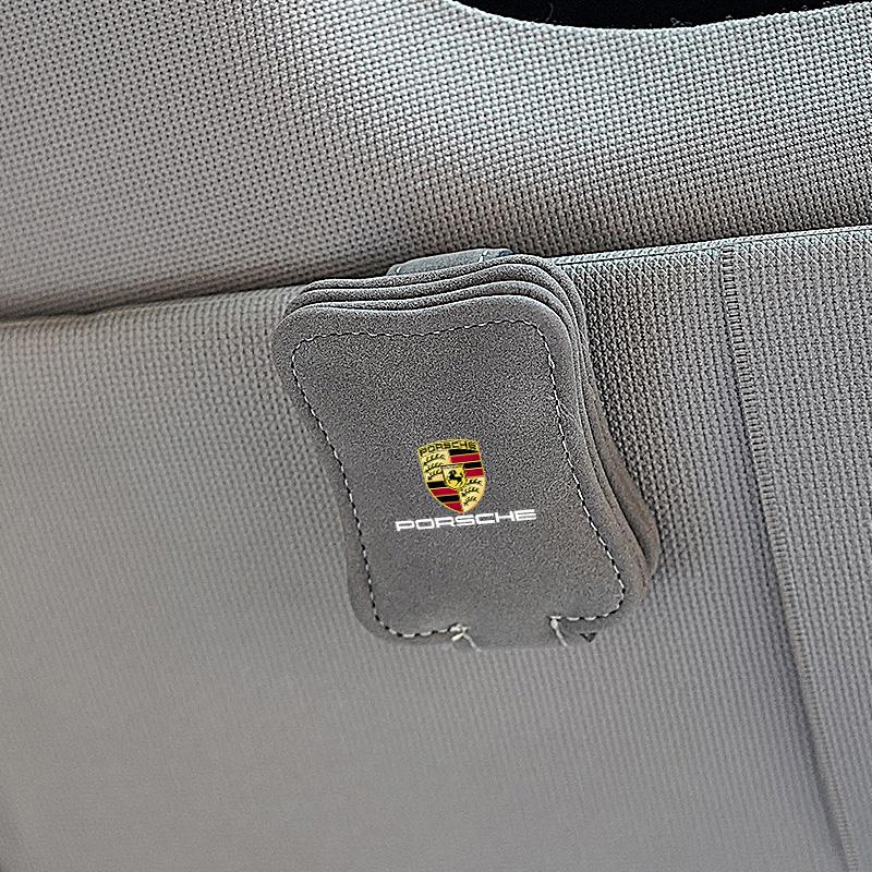 

Car Sun Visor Glasses Clips Sunglasses Storage Holder For Porsche Cayenne Panamera Macan 911 718 Taycan Boxster Cayman 918 Pajun