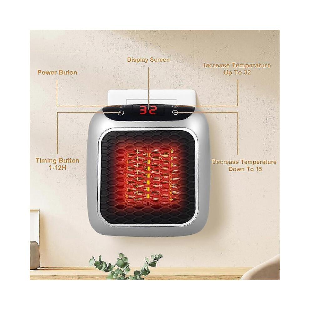 Chauffage Portable, 800W Ceramic Plug In Heater, Space Electric Fan Heater with Remote Control, 12H Timer, LED Display, 2 Heat Setting
