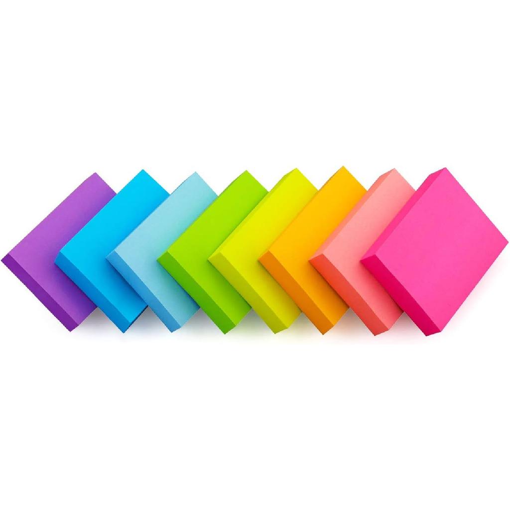 (16 Pads) 8 Pads 3x3 Sticky Notes and 8 Pads 1.5x2 Sticky Notes 8 Bright Multi Colors Self-Stick Notes 90 Sheet/Pad