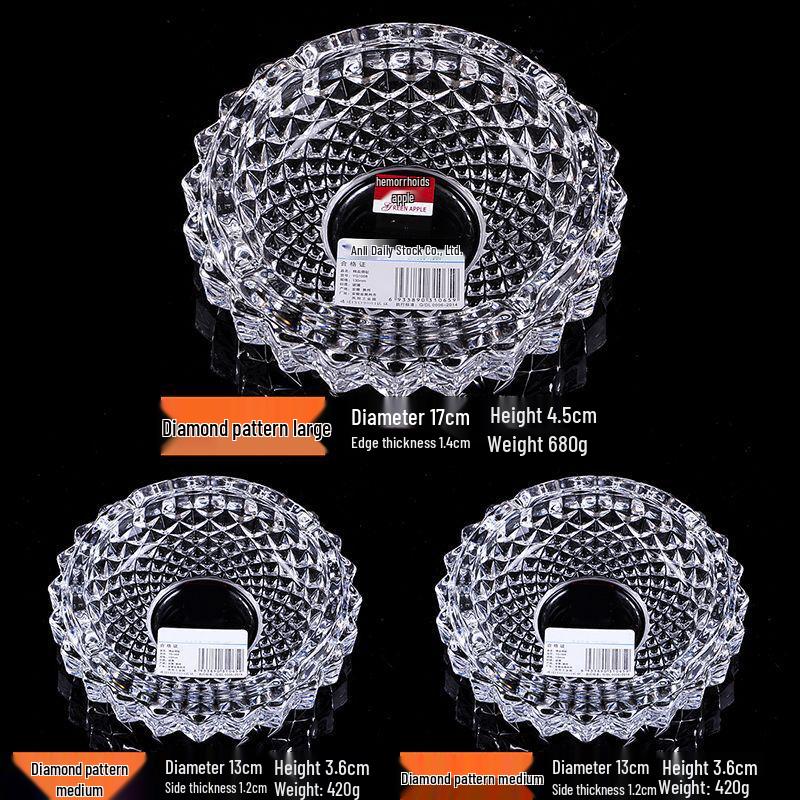 Premium Anti-Fly Ash Crystal Glass Ashtray for Stylish Living Rooms