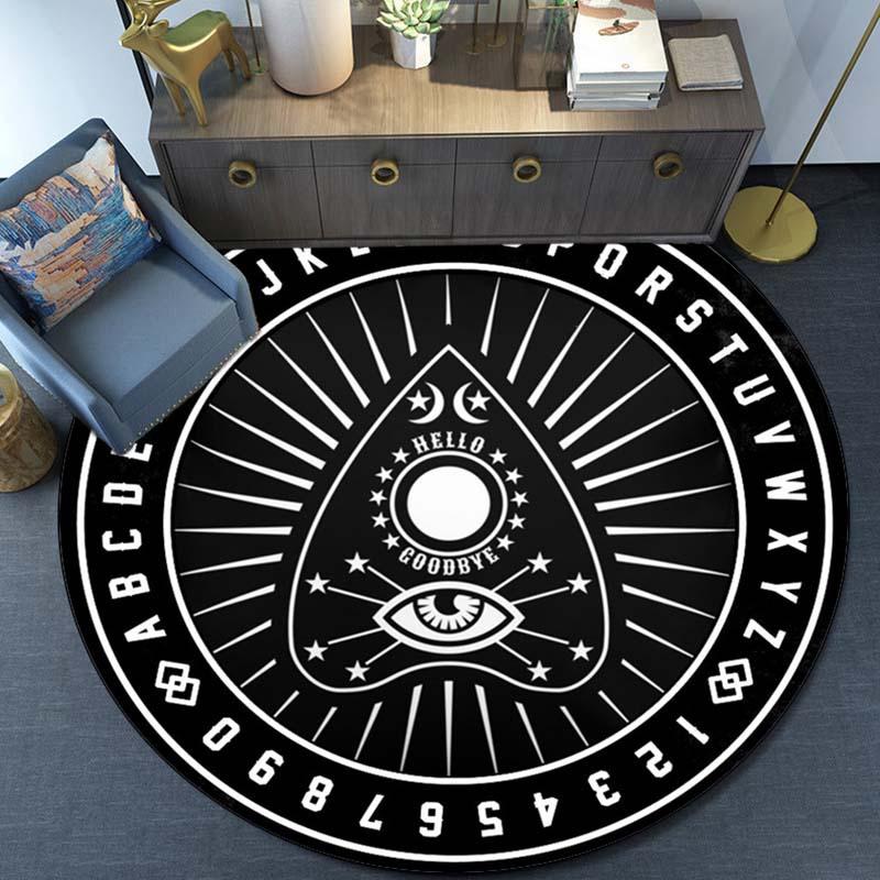 1pc Ouija Board Print Round Rug: Perfect for Living Room, Bedroom or Office - Crystal Velvet Non-Slip Rug