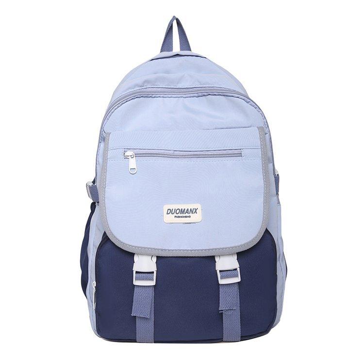 Schoolbag female ins Korean version girl versatile schoolbag lightweight solid color large capacity junior high school student computer backpack