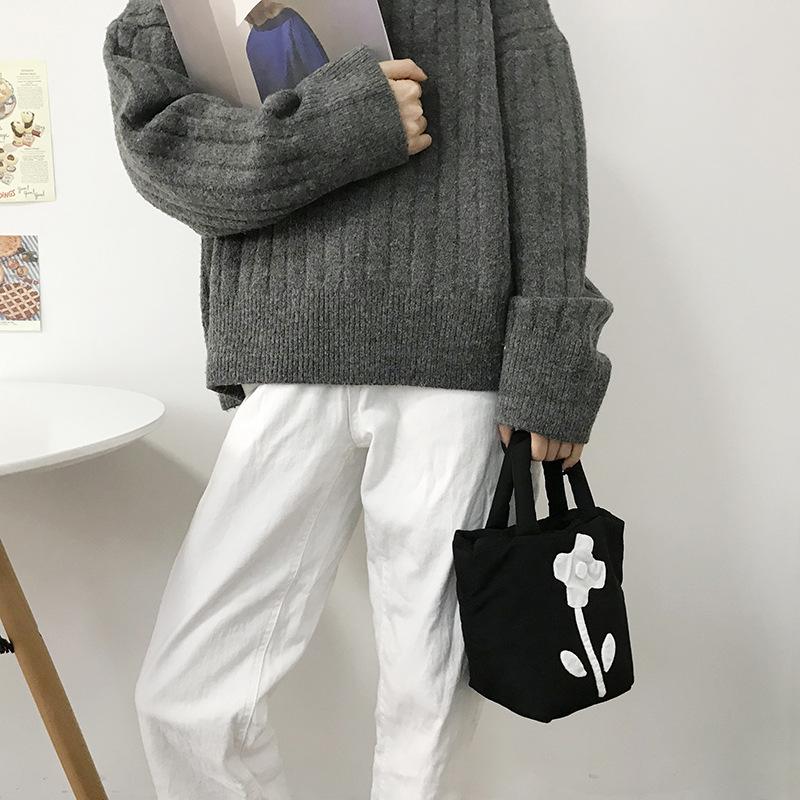 Fashion New Flowers Ladies Shoulder Bag for Women Nylon Bags Space Pad Cotton Feather Down Small Tote Female Handbags