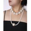 European and American Geometric Double-layer Round Pearl Necklace Accessories Women's Sweater Chain Light Luxury Item